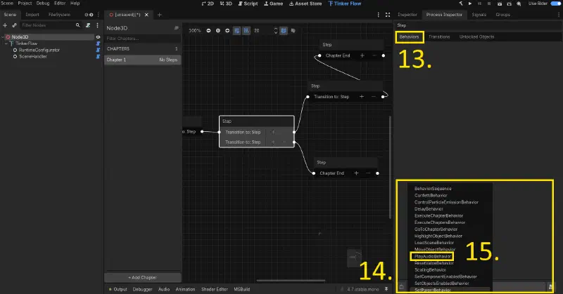 Add PlayAudioBehavior in the Behaviors tab